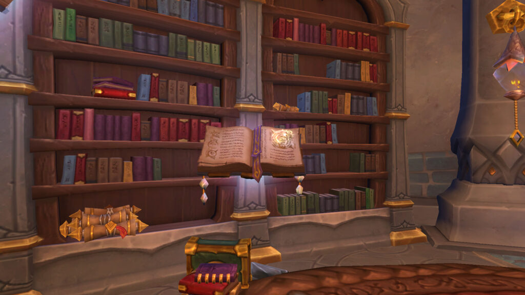 WoW bookcases and a flying book